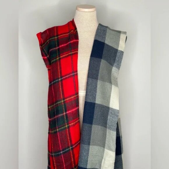 Two Plaid Fringed Scarves/Wraps - Picture 8 of 8